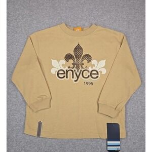 ENYCE Boys Shirt Size 4 Long Sleeve Crew Neck Brown Logo Retro Y2K Vintage NWT
